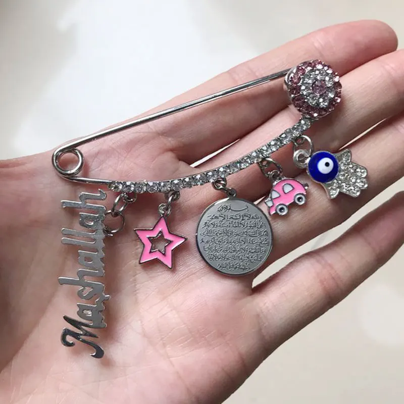 Мусульманский ислам машалла аятул КУРСИ из нержавеющей стали Хрустальная брошь