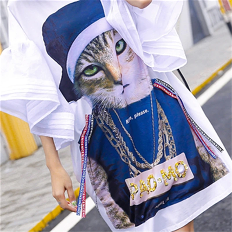 Летняя уличная женская футболка с коротким рукавом и мультяшным принтом новинка