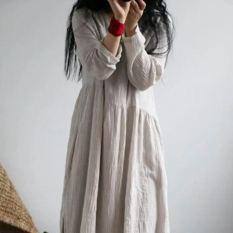 Женское свободное платье с длинным рукавом USWMIE повседневное однотонное в стиле