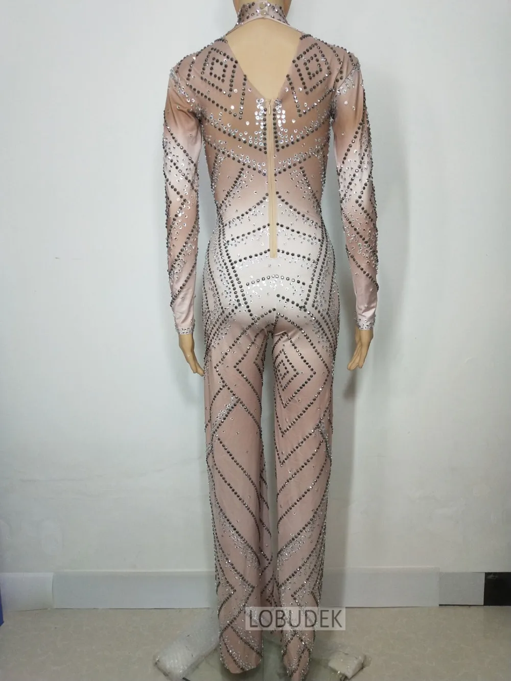 Блестящий Стразы расклешенные брюки комбинезон с колокольчиком комбинезоны