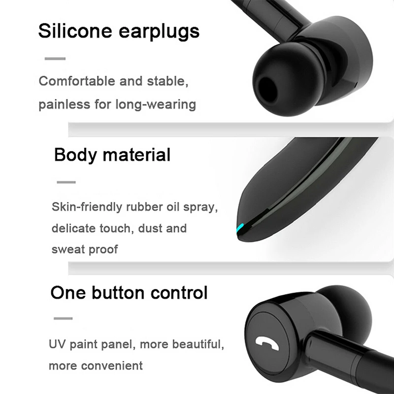 Bluetooth 5,0 Беспроводные наушники с микрофоном Hi-Fi стерео ушные крючки гарнитура бизнес долгое время ожидания Bluetooth наушники