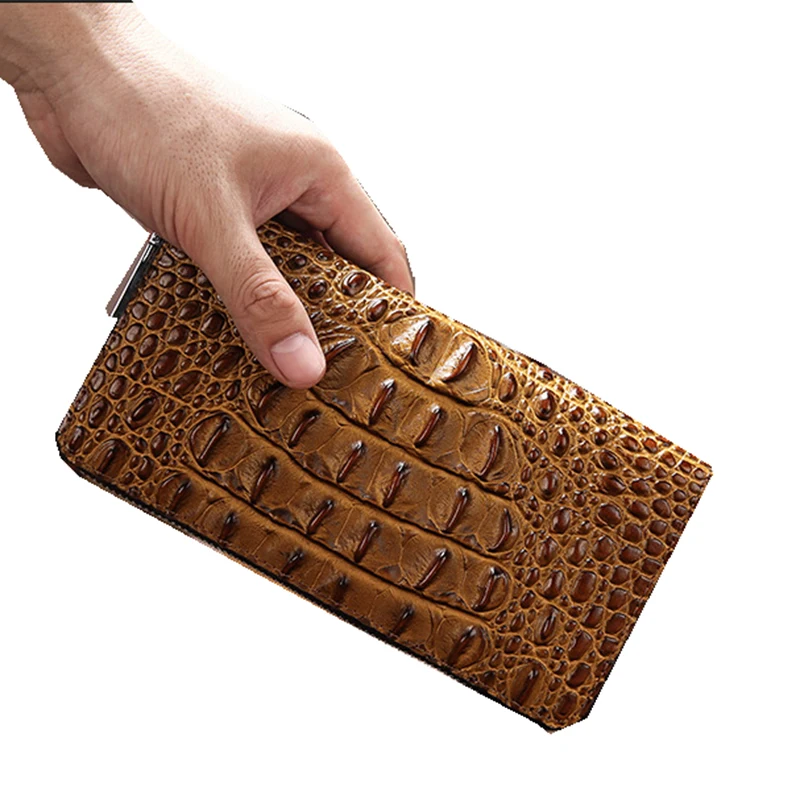 Мужской кошелек-клатч с узором под кожу крокодила мужской кошелек кожаный