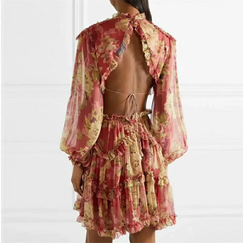 Сексуальное женское мини платье с принтом модное повседневное пляжное оборками