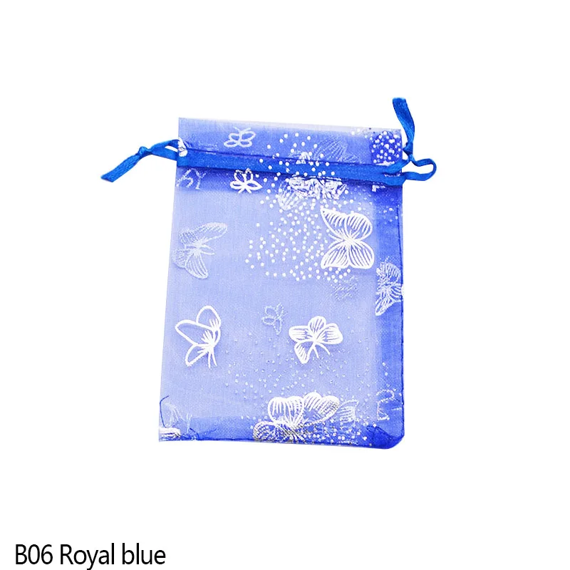 B06 Royal blue 20 P 7x9 9x12 11x16 13x18 15x20 см Drawable Ювелирная упаковка из органзы сумки Свадебная вечеринка украшения сувениры подарок конфеты сумки Мешочки - Цвет: B06 Royal blue