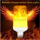Светодиодная лампа с эффектом пламени E27 E14 B22, SMD2835, Мерцающая эмуляция пламенсветильник, 1 и 4 режима, светодиодная лампа с эффектом пламени E14, 1200K  1400K, переменный ток 85-265 в