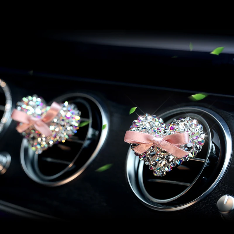Bling Crystal автомобильный освежитель воздуха в форме сердца духи вентиляционная розетка кондиционер аромат клип милые Креативные украшения интерьер