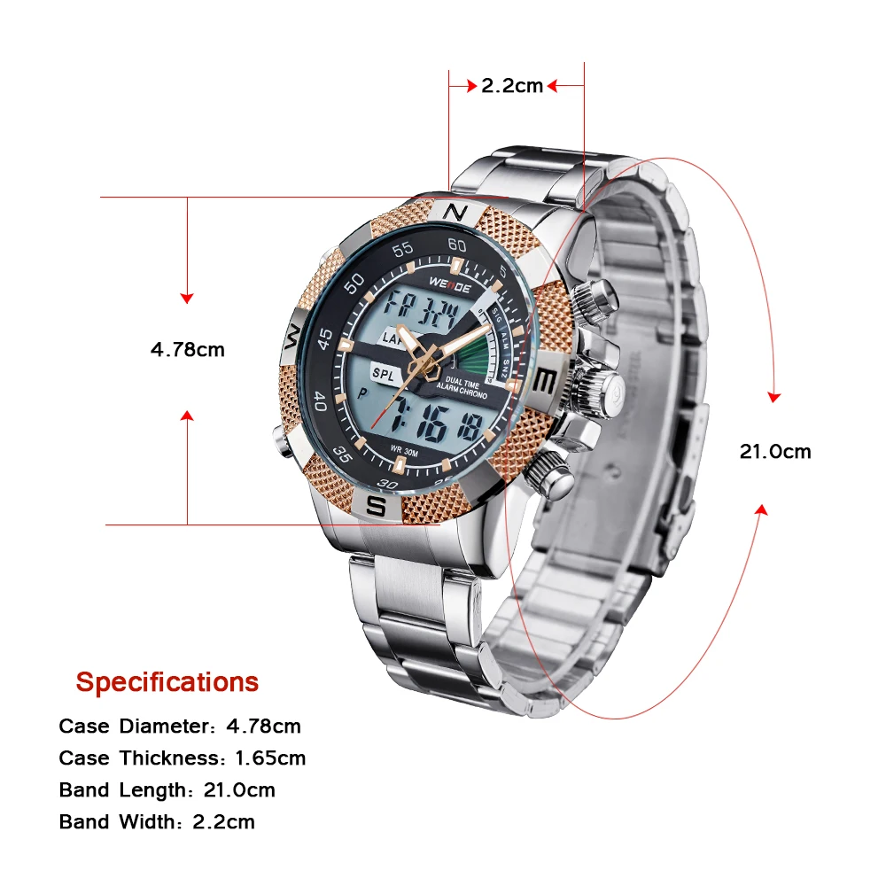 WEIDE повседневные Оригинальные Роскошные водонепроницаемые мужские спортивные