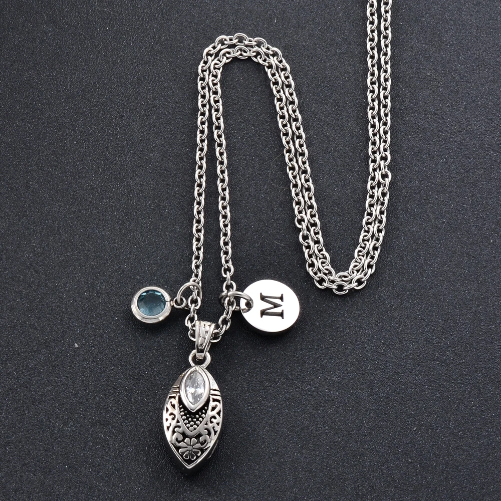 Кремация урна ожерелье мемориальные украшения нержавеющая сталь пепел лист