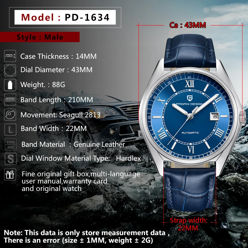 Часы наручные PAGANI Мужские автоматические роскошные механические деловые с