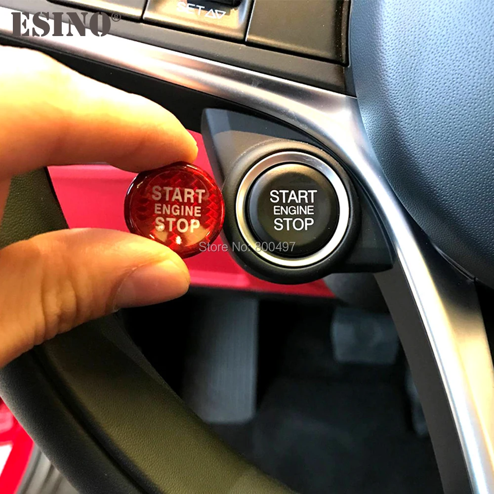 

Cool Fashion Car Styling Real Carbon Fiber 3D Engine Start Stop Button Ignition Device Cover Trim for Alfa Remeo Giulio Stelvio