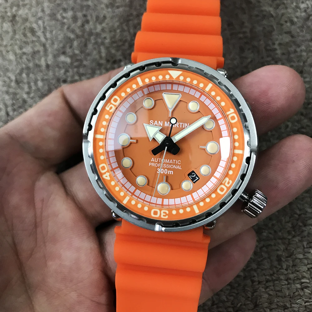 

Новые мужские автоматические часы Tuna SBBN031, модные водонепроницаемые полностью светящиеся часы для дайвинга San Martin из нержавеющей стали, 30 дю...