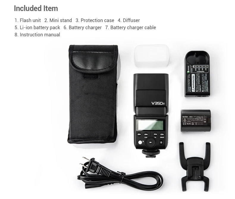 В наличии вспышка Godox 2x V350F TTL HSS 1/8000s Speedlite со встроенной литий ионной батареей 2000