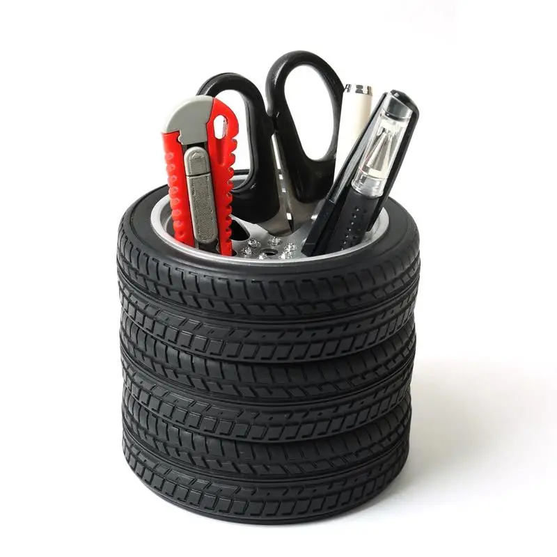 Office School Learning Stationery Storage Simulation Tire Shaped Pen Holder Brush Pot Supplies For Students Children #B |
