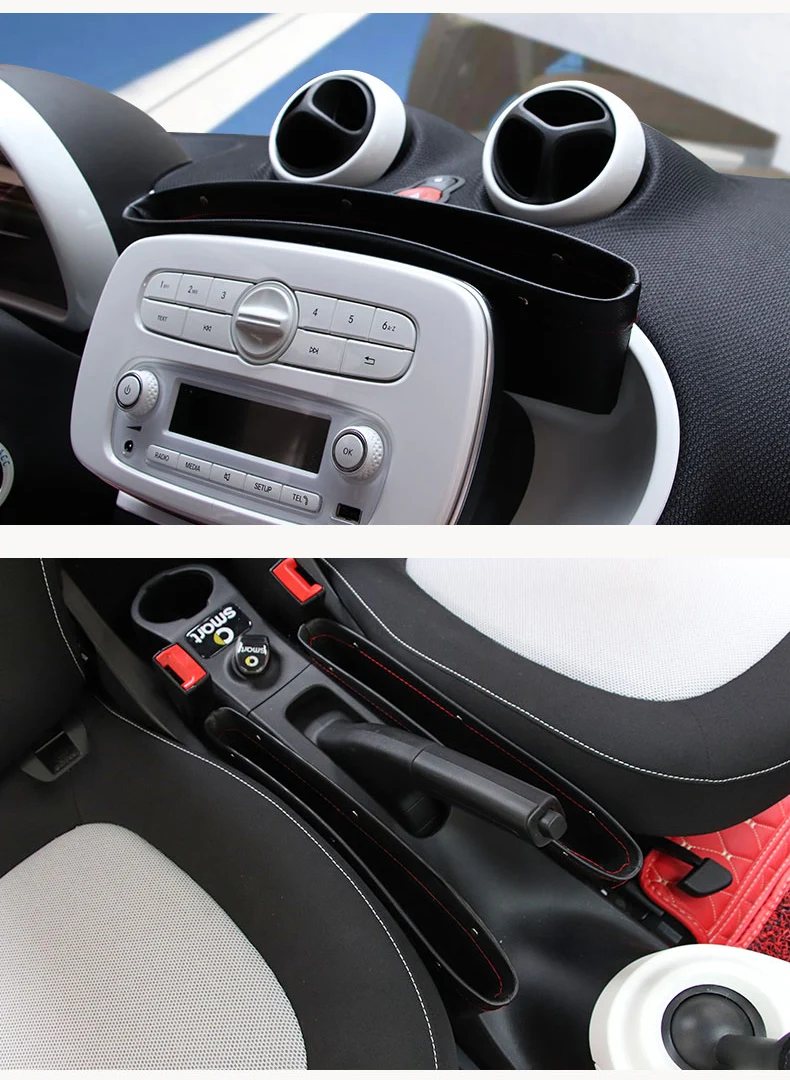 Smart 451 453 Fortwo Forfour 2009- коробка для хранения передней панели автомобиля из искусственной кожи контейнер для хранения