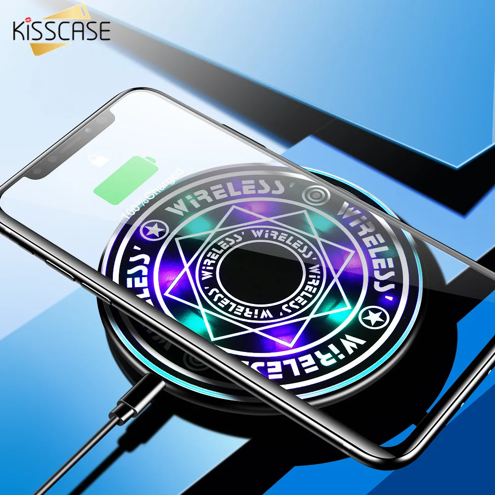 KISSCASE QI Беспроводное зарядное устройство для iPhone 7 8 XS XR 10W Быстрое беспроводное