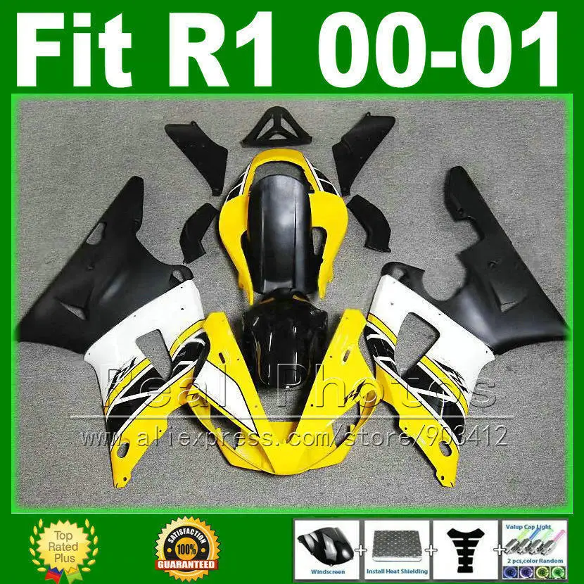 

Синий, желтый, белый, черный, Обтекатели для YAMAHA R1 2000 2001 Дешевые комплект обтекателей YZFR1 00 01 1000 YZF-R1 кузова комплекты пластиковые части