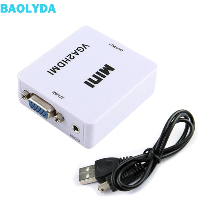 Baolyda Mini 1080P VGA в HDMI адаптер конвертер VGA2HDMI разъем с аудио для ПК ноутбук к HDTV