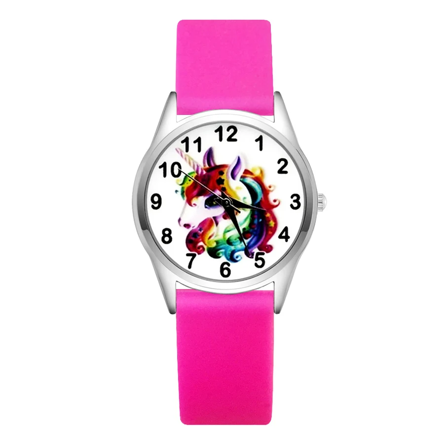 Детские часы с милым рисунком единорога лошади женские студенческие для девочек