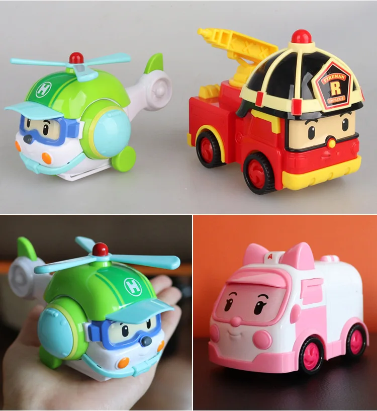 4 шт. Мальчик Poli RoboCar Корея Poli инерционная машина детские игрушки трансформация Аниме Фигурки игрушки для детей Playmobil