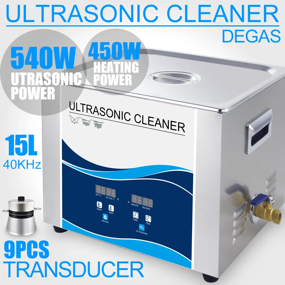 

Granbo Ultrasonic Cleaner 15L 360W/540W 40KHZ Digital Control Heater Degas Remove Oil Rust Car Lab Dental Tools Electronic PCB