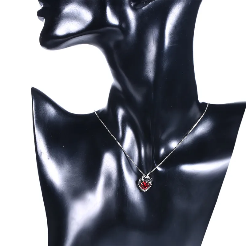 ROXI ROMAD Brand White Gold Color Red Love Heart Crystal Pendant Necklace For Women Choker Wedding Luxury Jewelry Gift | Украшения и