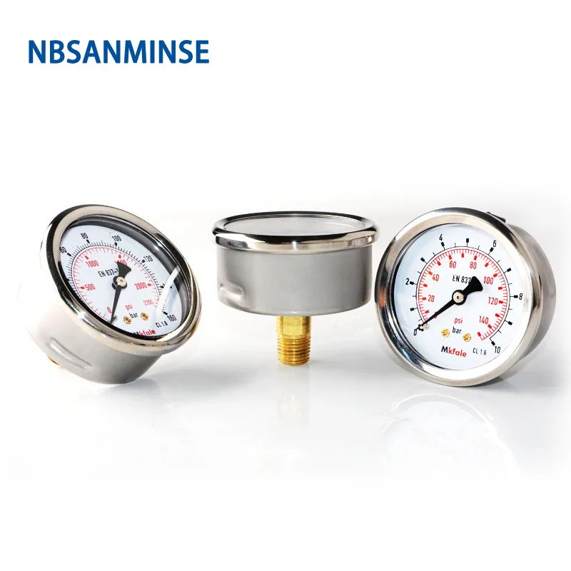 NBSANMINSE инструменты датчик из нержавеющей стали SM1SP63B 63 мм 2,5 дюймов 1/4 NPT задний манометр жидкостный гидравлический датчик давления масла