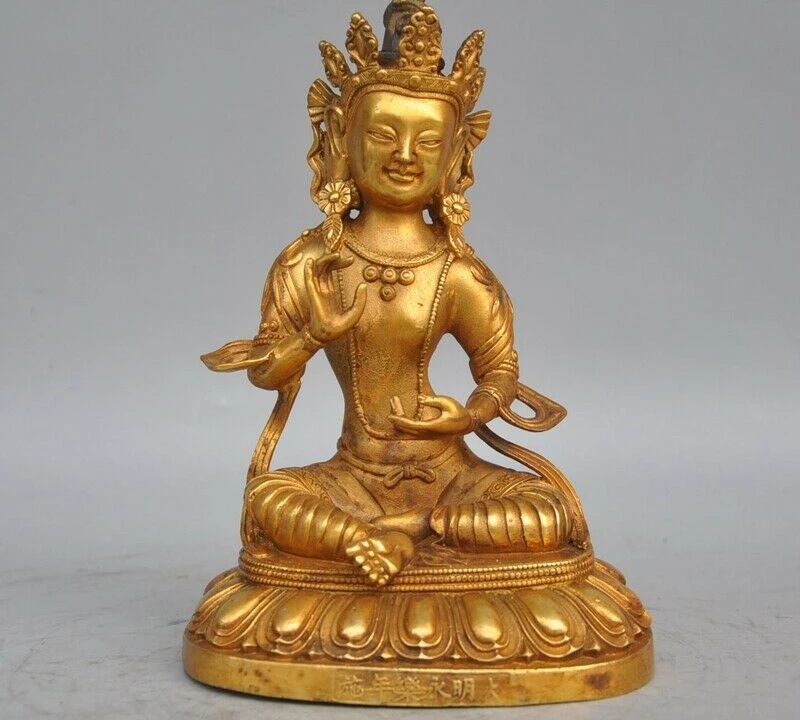 8 &quotТибетский буддизм бронзовый позолоченный зеленый Tara Kwan yin гуаньин статуя