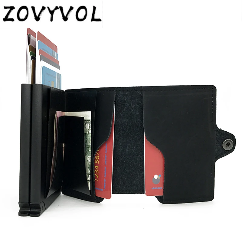 

ZOVYVOL 2021 New Men Card Holder Fashion Passport Holder RFID Aluminium Credit Card Holder PU Travel Card Wallet Rfid Money Box