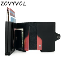 zovyvol 2021 new men card holder fashion passport holder rfid aluminium credit card holder pu travel card wallet rfid money box