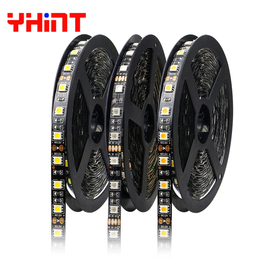 Светодиодные ленты DC12V SMD 5050 RGB белый гибкие полосы света свет черный PCB IP20 без