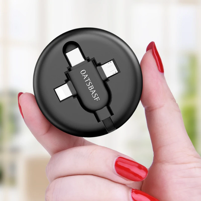 Черный usb-кабель для зарядки mini 3 в 1 usb кабель 1 м Универсальный зарядный кабель для iphone xiaomi huawei samsung