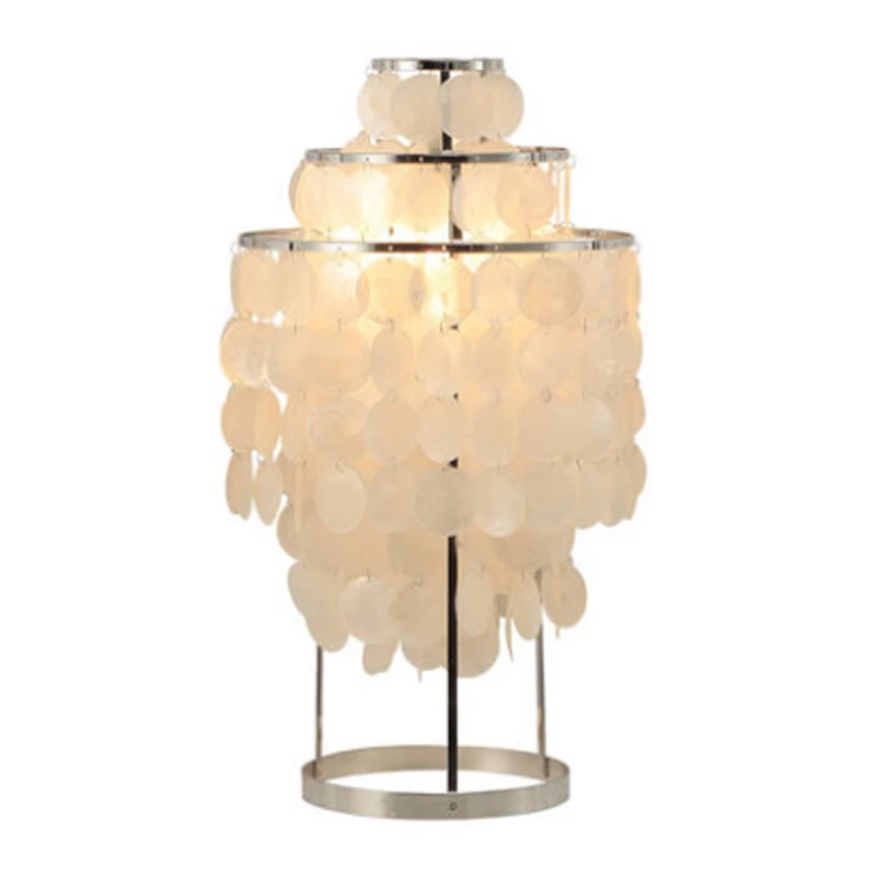 

Simple creative natural shell decoration modern table lamp white wrought iron bedroom E27 lighting table lamp
