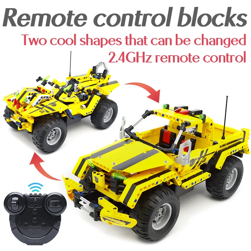 

514PCS 2 IN 1 RC Off-road Vehicle Remote Control Car Assembled Bricks Building Blocks Car Model Toys For Children