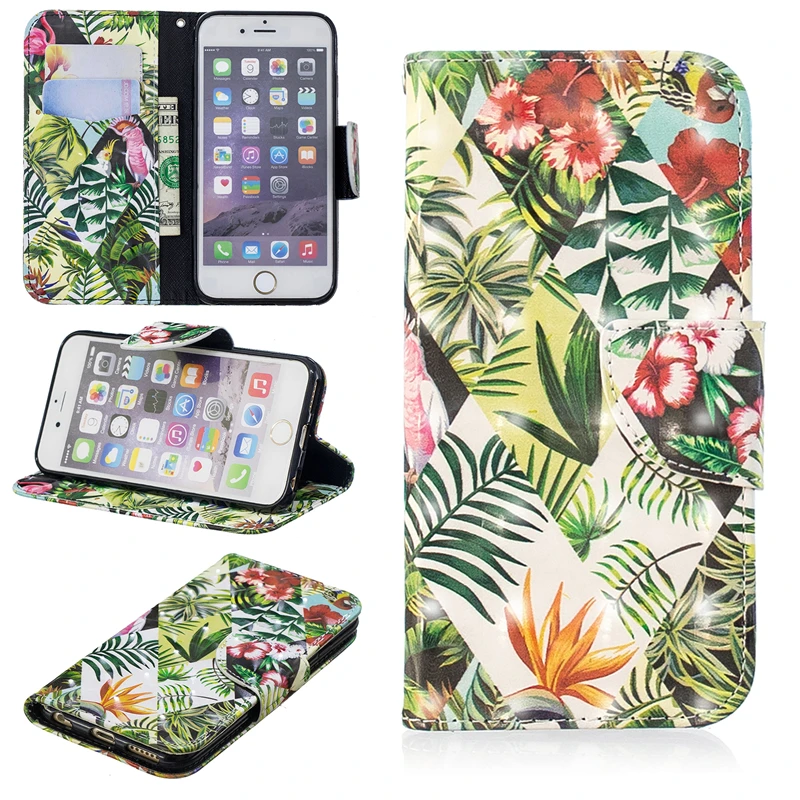 Флип 3D окрашенные искусственная кожа + Wallet Cover для iphone 6 7 8 плюс XR Xs max случае