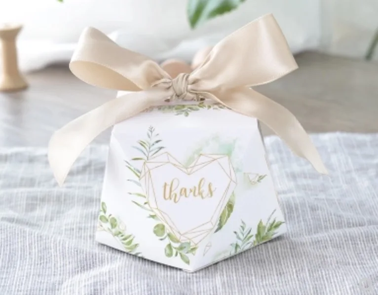 6 100 шт. ромб зеленые листья Лес Стиль SWEET LOVE/Спасибо коробка конфет свадебной подарки вечерние поставки подарочная коробка - Цвет: 6