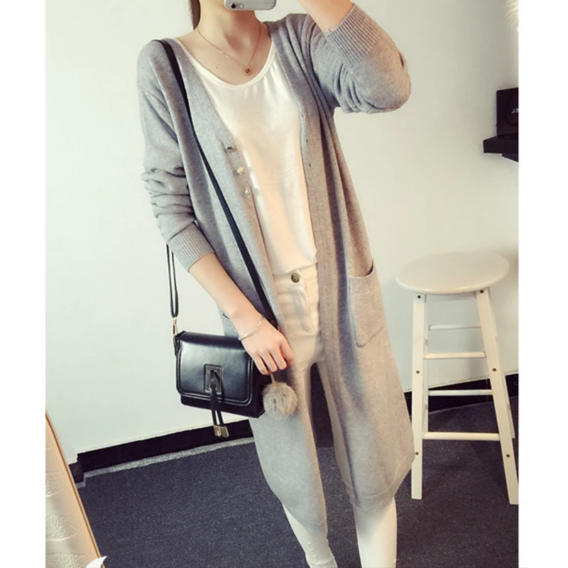 Тонкие осенние женские куртки свитер кардиган Пальто для будущих мам 2017 вязаный