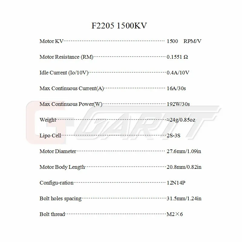 GARTT F 2205 1500KV бесщеточный двигатель для KT F3P RC самолет с фиксированным крылом