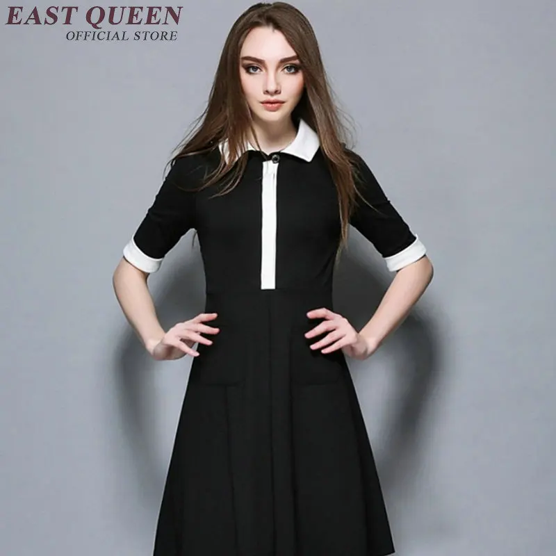 Женское платье с белым воротником NN0522 HQ черное Повседневное лето 2018|fashion women