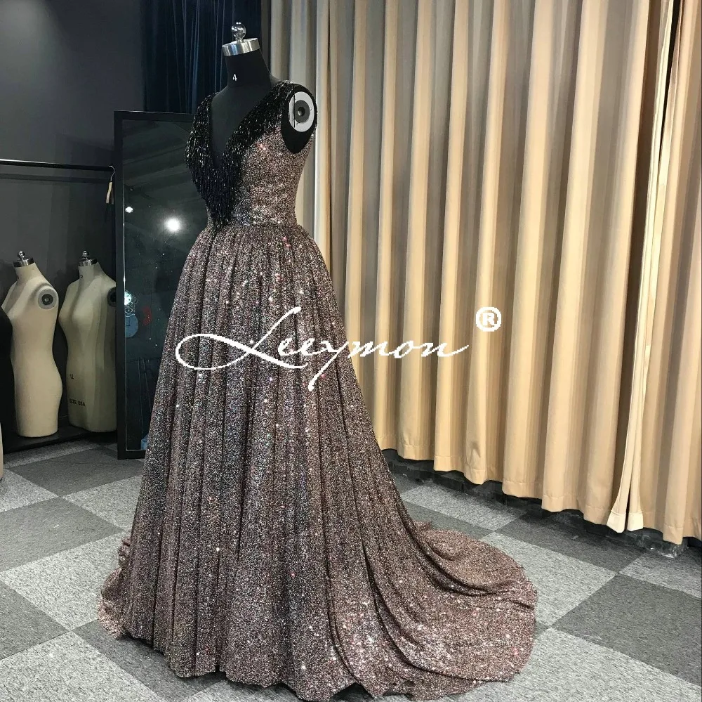 Robe De Soiree блестящее вечернее платье с v-образным вырезом без рукавов вечернее длинное вечернее Плиссированное вечернее платье с кисточками и бисером