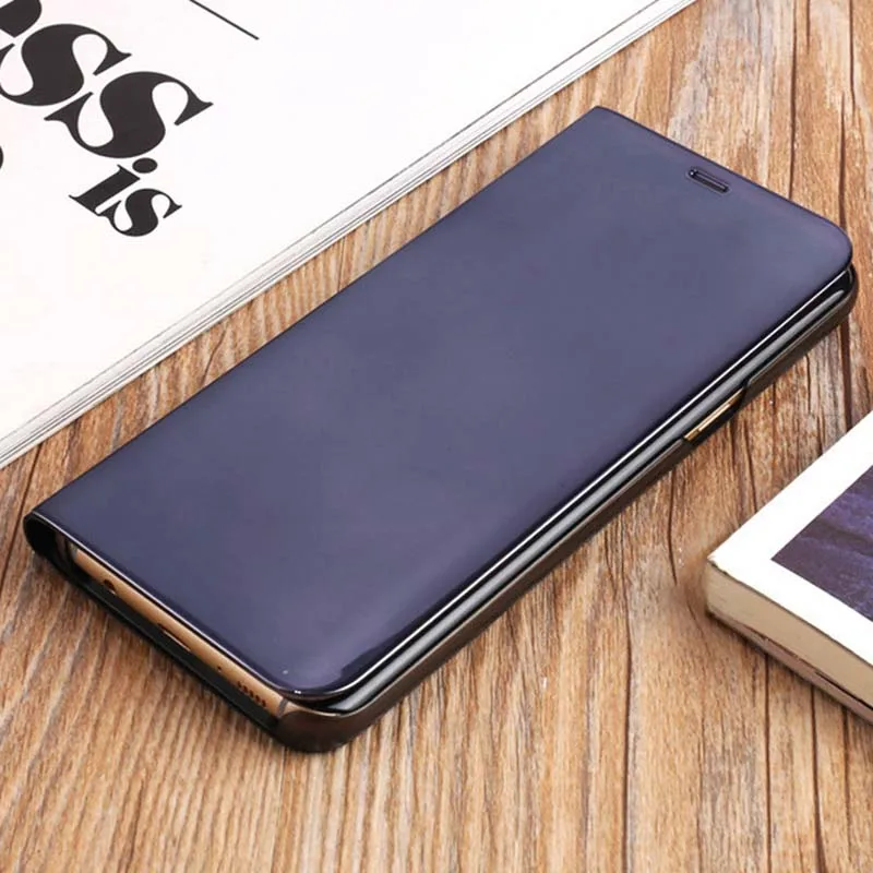 Чехол-книжка с подставкой для телефона Samsung S8 прозрачные зеркальные Чехлы Note5 8 S6 S7