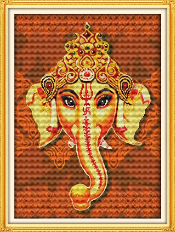 Needlework DIY Cross stitch Sets For Embroidery kits GANESH Elephant God of fortune Pattern Cross-Stitch painting home decor | Дом и сад
