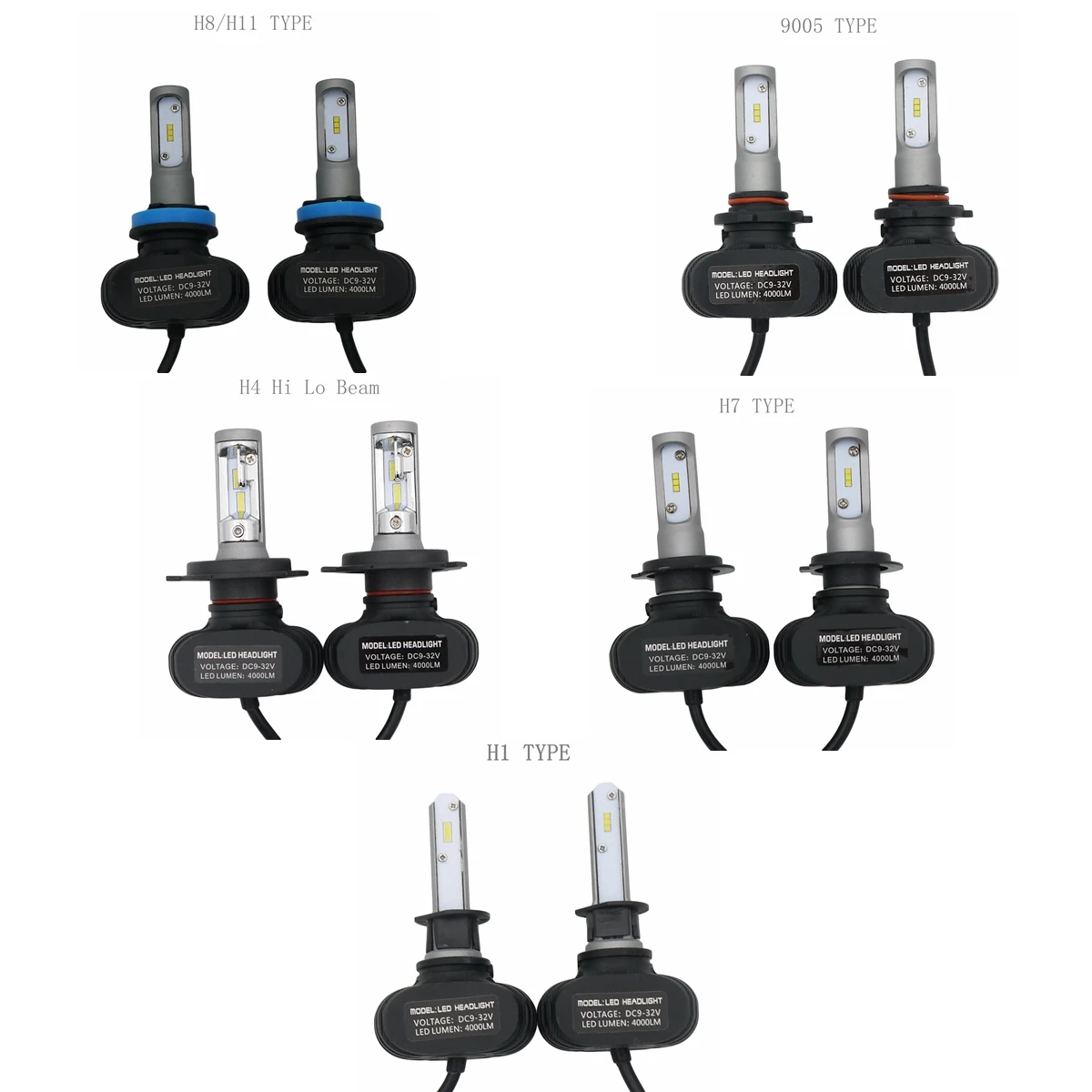 Eonstime 2 шт. 9005 HB3 H8/H11 H4 H7 Led H1 Автомобильные фары S1 50 Вт 8000 лм 6500 к автомобильные лампы все в одном CSP Lumileds лампа