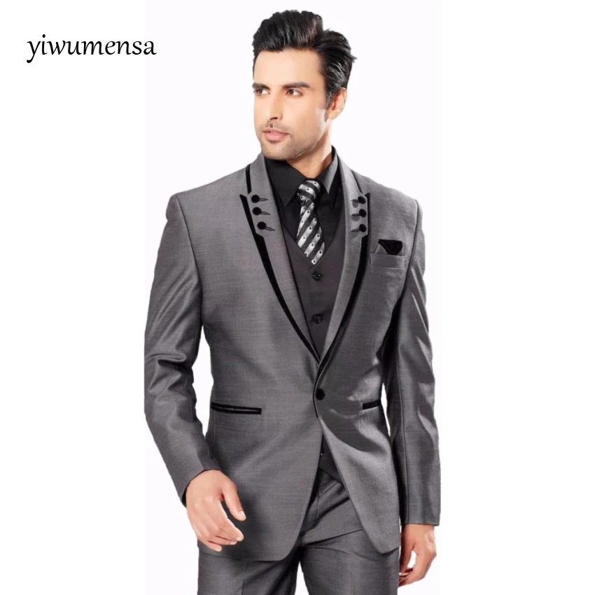 style 12 YWMS-18, итальянский Роскошный бежевый мужской костюм, пиджак, брюки, официальная одежда, мужской костюм, Свадебный костюм для мужчин, смокинг для жениха, костюмы - Цвет: style 12