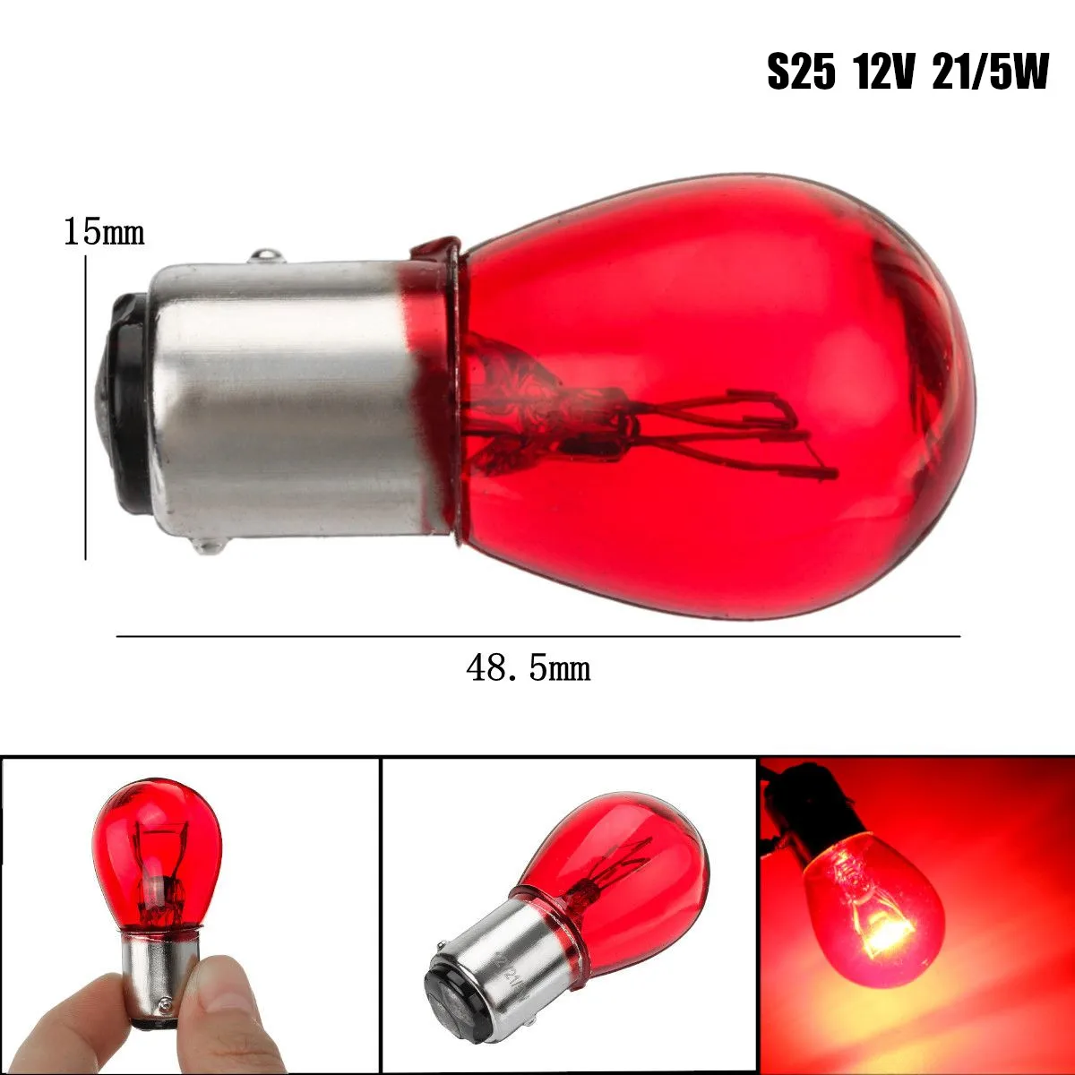 

S25 BAY15D Car Turn Signal Light Bulbs Red Reverse Brake Stop Tail Lights Indicator Bulb 380 21/5W
