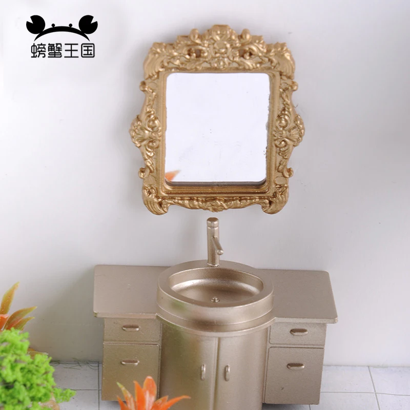 

1:25 Dollhouse mini Furniture Miniature Doll Champagne Accessories Interior View Cabinet Washbasin Model