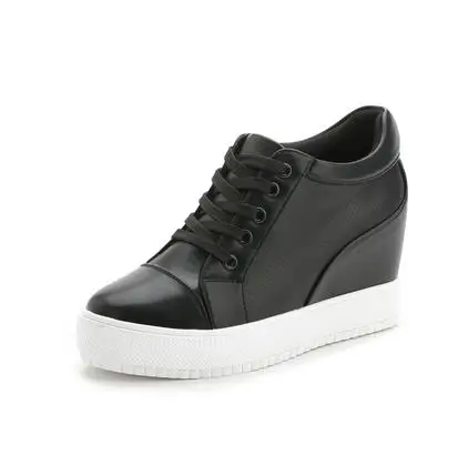 Платформа на высоких каблуках женская обувь на танкетке Chaussure Femme черный, белый цвет Скрытая каблуки лифт обувь Повседневные зимние ботинки - Цвет: The picture color