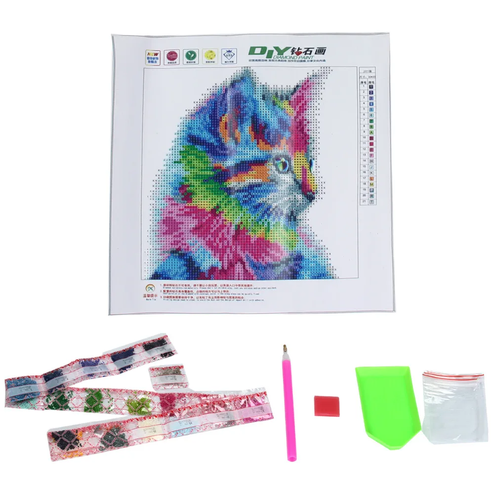 5d бриллианты окрашенные цветной Кот кулак Алмазная дрель круглая дрель|drill drill|drill