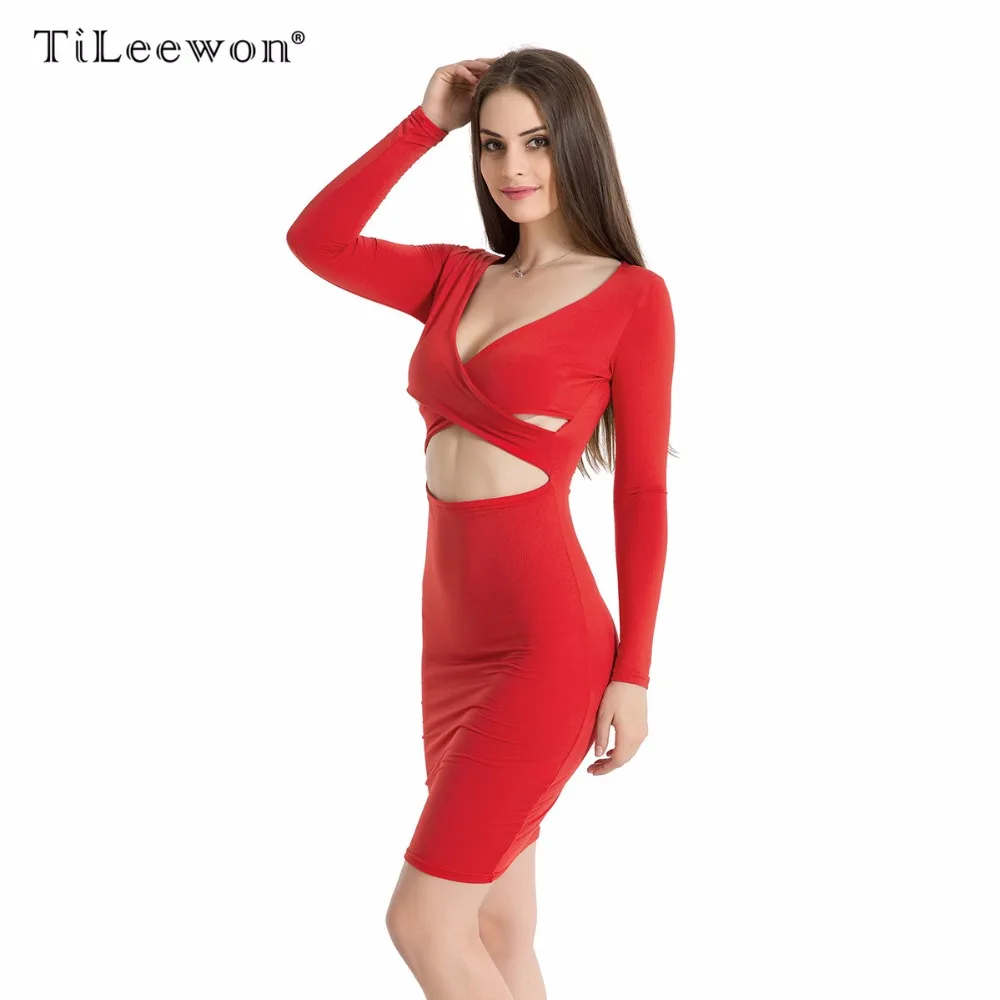 Женское облегающее платье Tileewon черное/красное/синее платье-карандаш с длинным