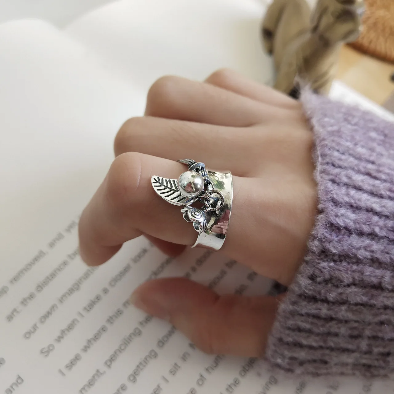 TOTASALLY 100% Настоящее Серебро S925 пробы модные элегантные кольца с кисточками в виде