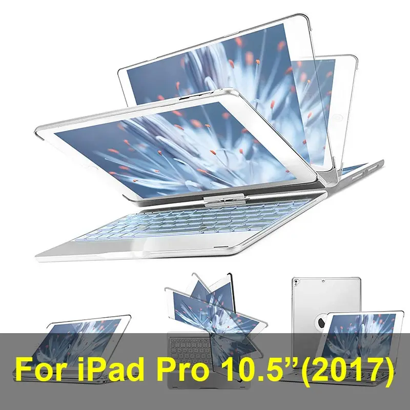 Pro 10.5 - Silver Для iPad Pro 11 10,5 9,7 чехол клавиатура вращение на 360 7 цветов с Подсветкой Bluetooth клавиатура чехол для iPad Pro Funda - Цвет: Pro 10.5 - Silver